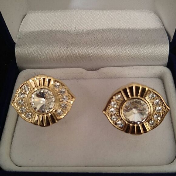 MEN'S FRATELLO GOLD & RHINESTONE CIRCULAR CUFF LIN - Picture 2 of 2